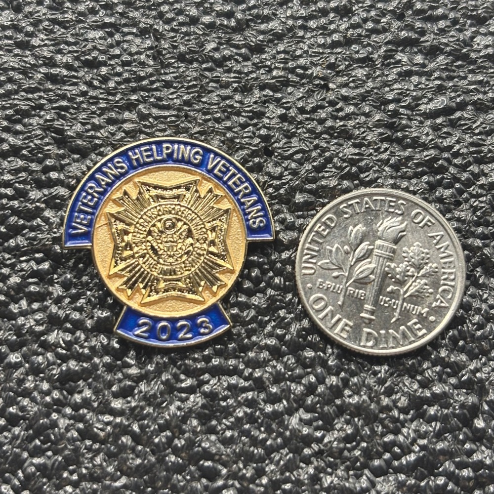 VFW Veterans Helping Veterans 2023 Lapel Pin Gold Tone Blue Enamel Collectible